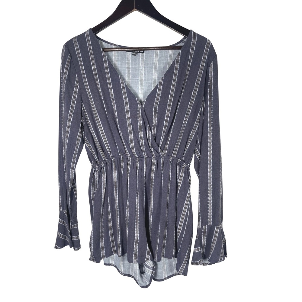 FIKA the Brand Women's Striped Long Sleeve Romper – Navy/White – Size‎ Medium